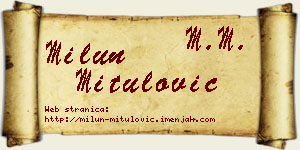 Milun Mitulović vizit kartica